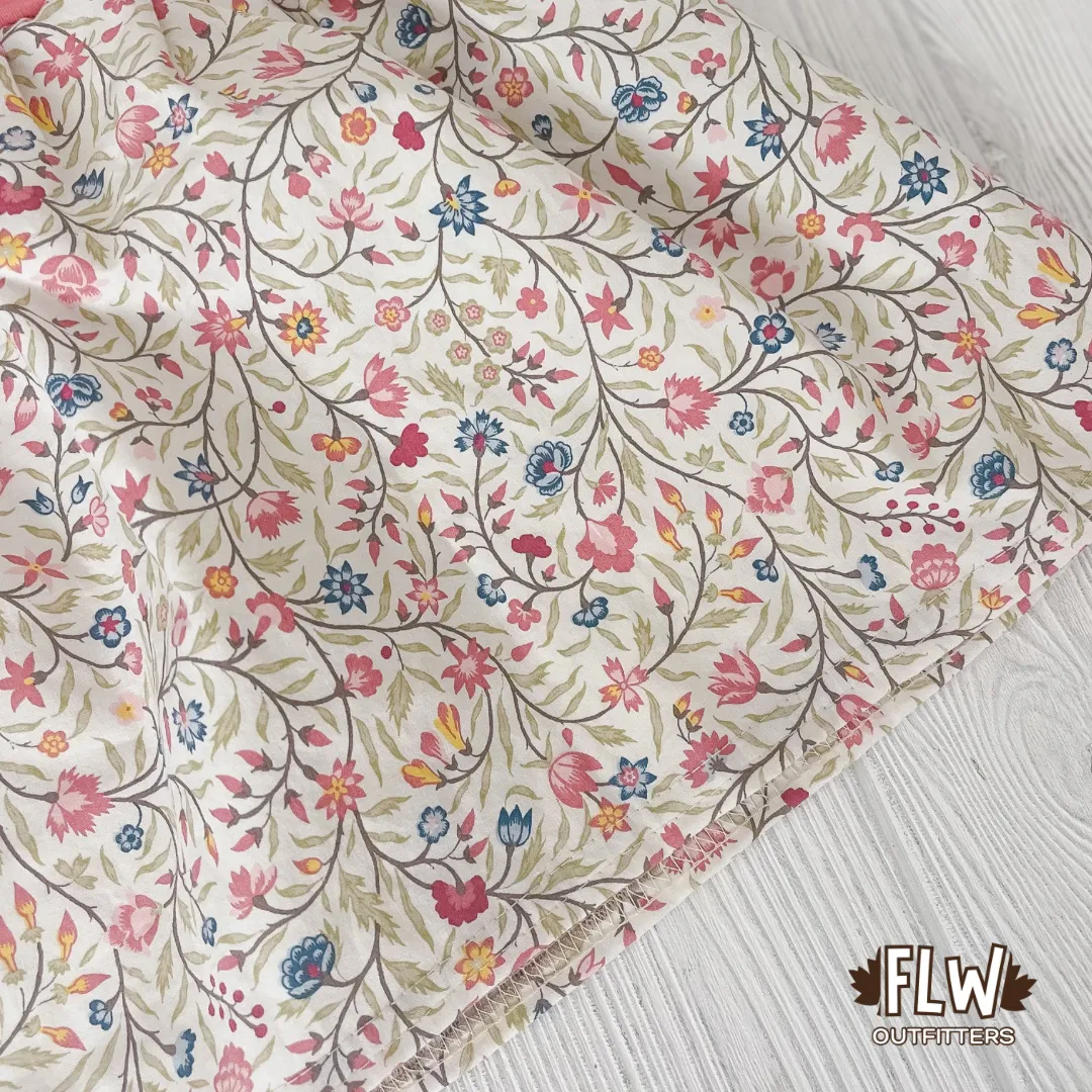 Upcycled Dress 18m-4T Blue & Coral Floral (B)