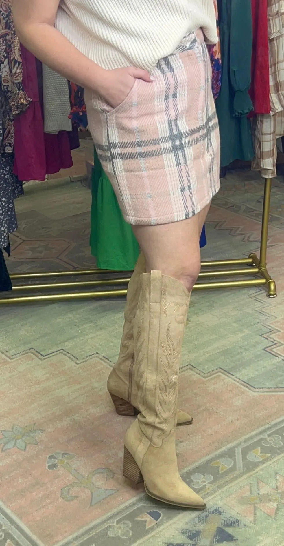 Urban Cowgirl Tan Knee High Western Boots