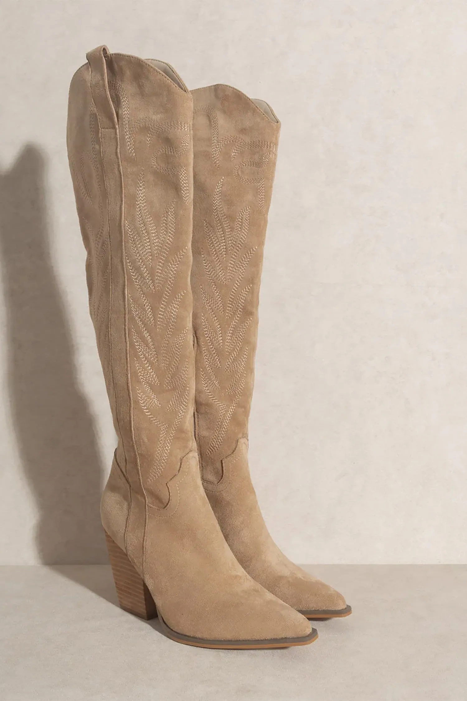 Urban Cowgirl Tan Knee High Western Boots
