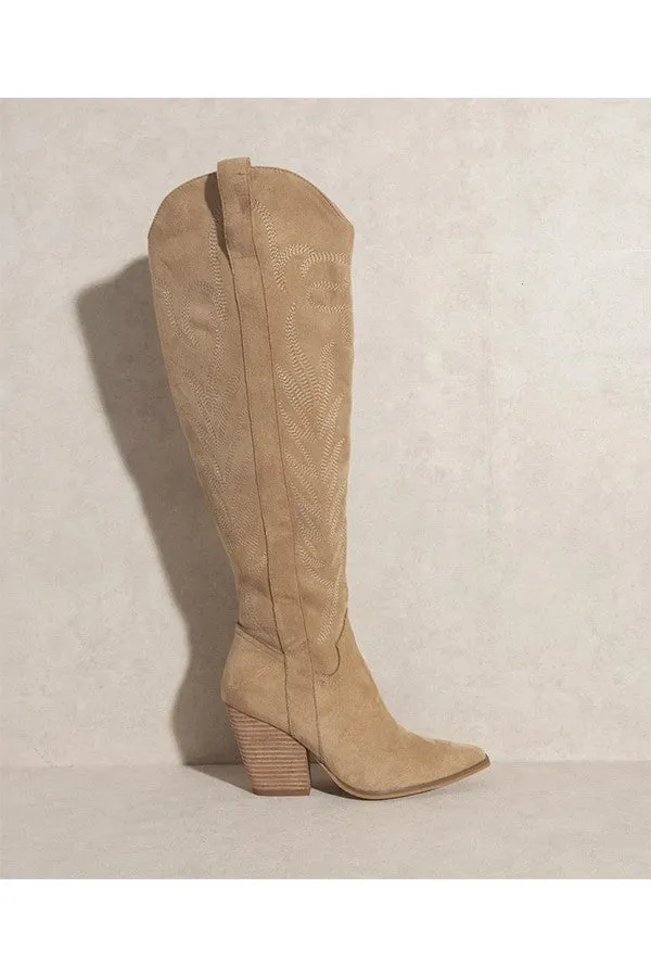 Urban Cowgirl Tan Knee High Western Boots