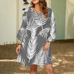 V-neck layered flare sleeved dress