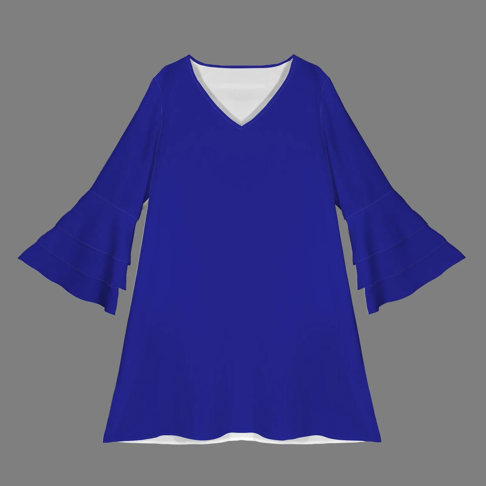 V-neck layered flare sleeved dress