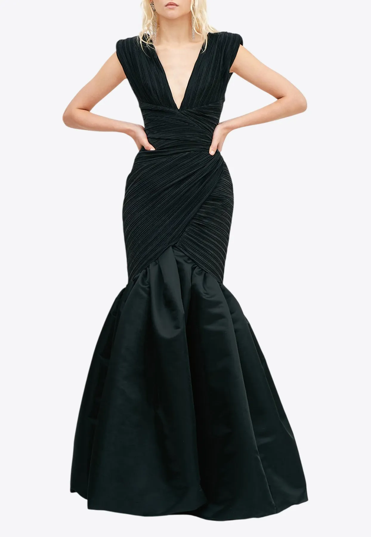 V-neck Layered Maxi Mermaid Dress