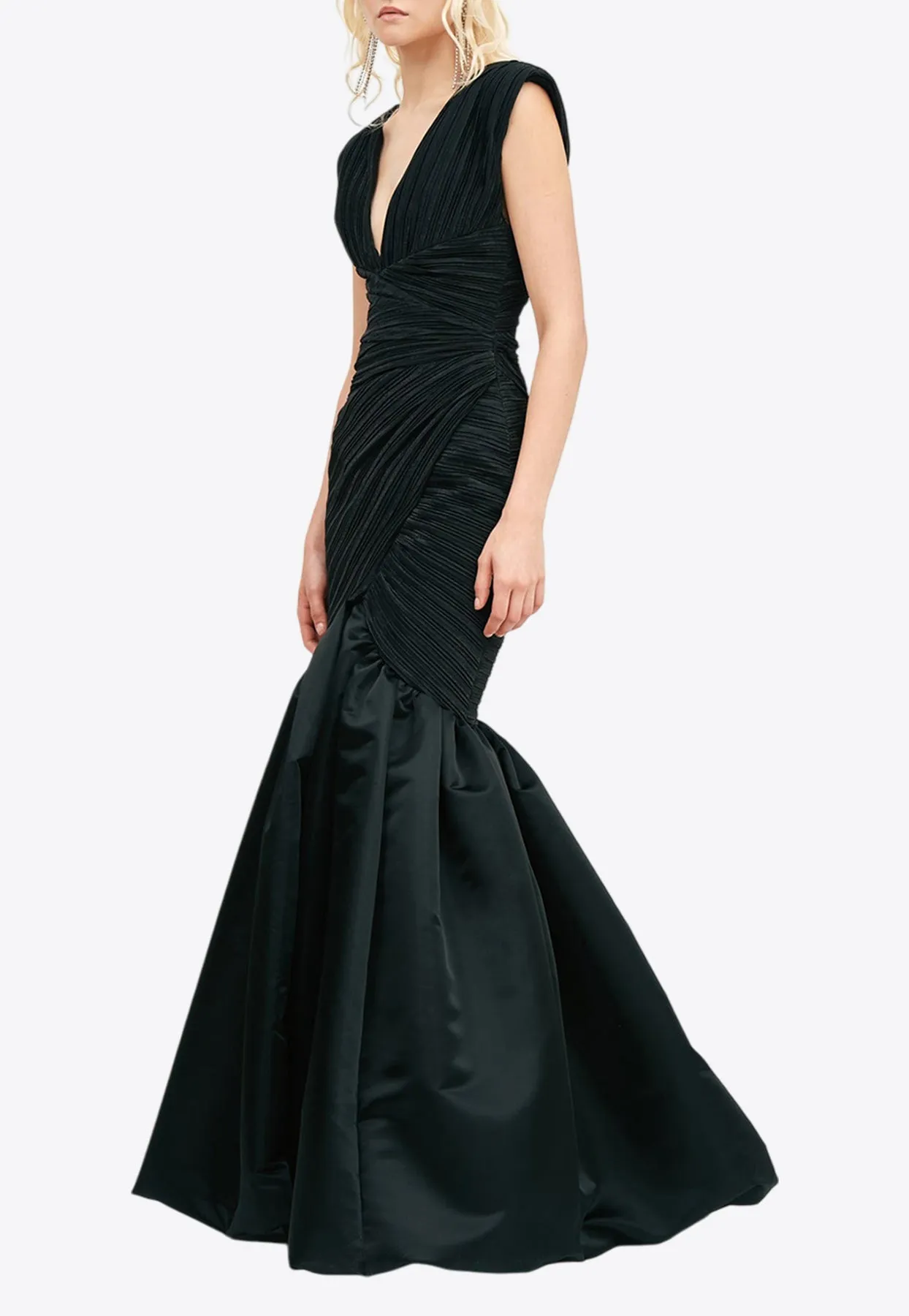 V-neck Layered Maxi Mermaid Dress