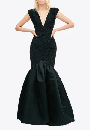 V-neck Layered Maxi Mermaid Dress
