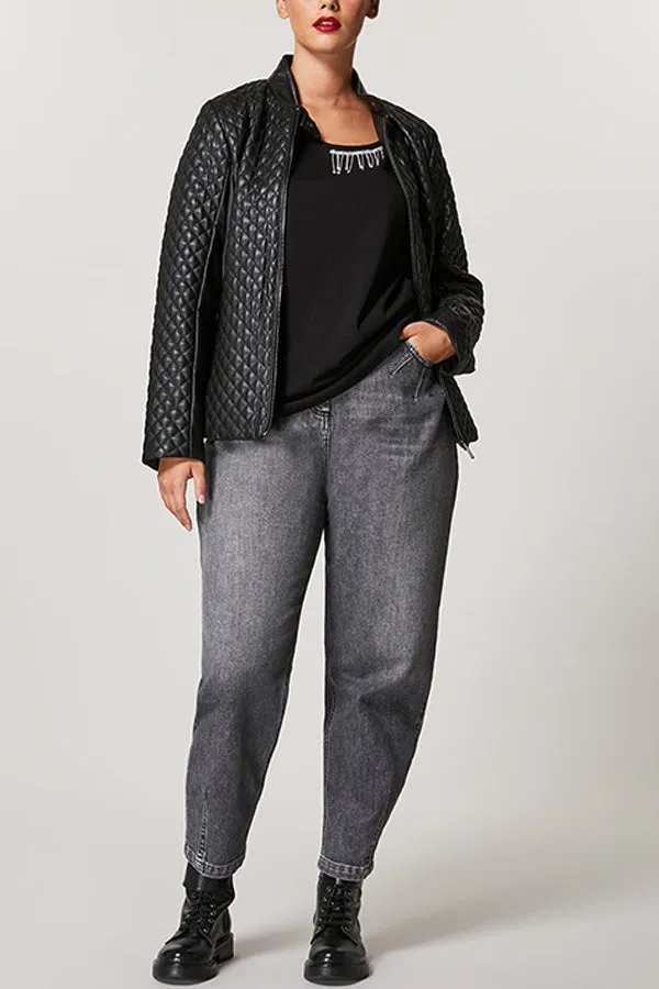 VALLATA EMBELLISHED COLLAR COTTON JERSEY T SHIRT