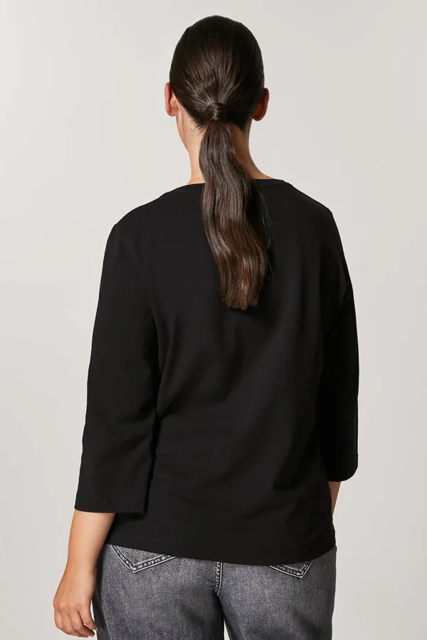 VALLATA EMBELLISHED COLLAR COTTON JERSEY T SHIRT