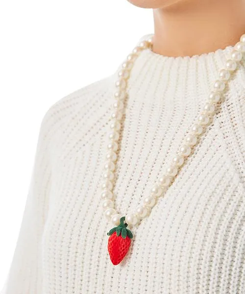 Velvet Strawberry Pearl Necklace【Japan Jewelry】