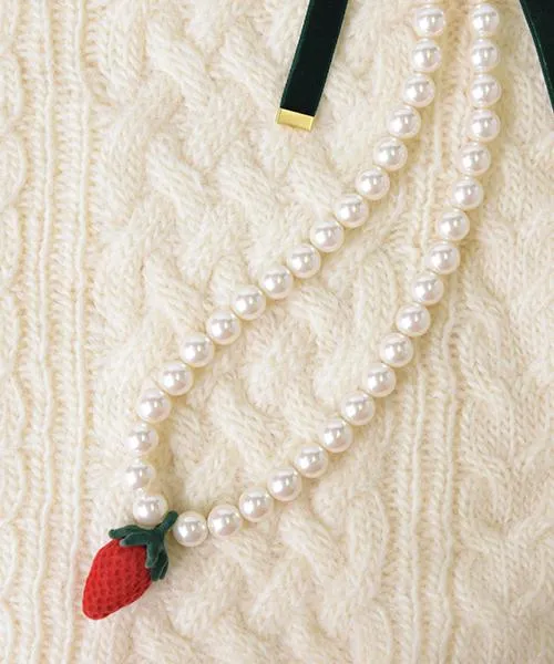 Velvet Strawberry Pearl Necklace【Japan Jewelry】