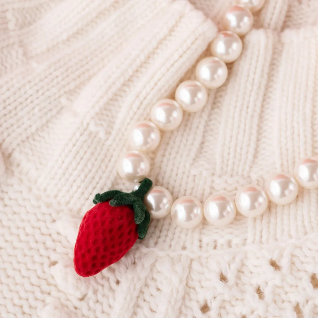 Velvet Strawberry Pearl Necklace【Japan Jewelry】
