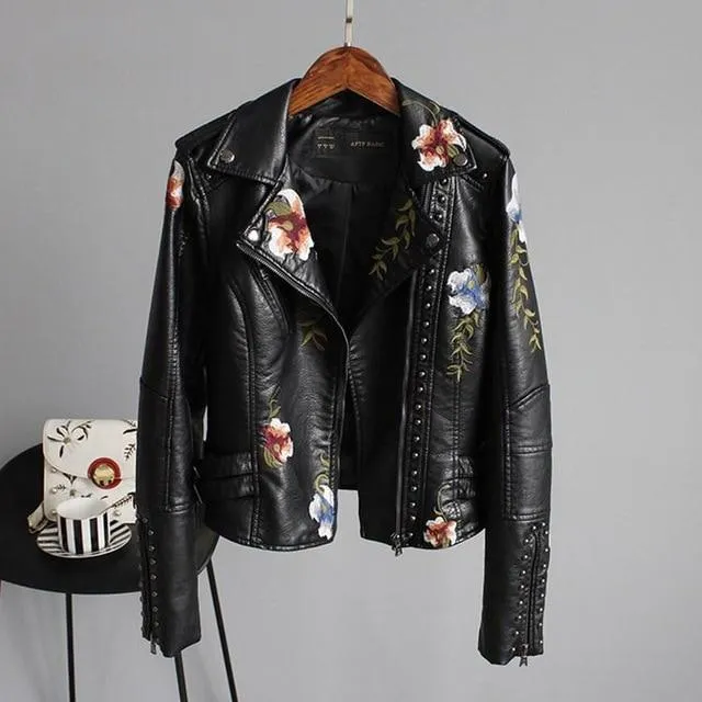 Verona Embroidered Biker Jacket