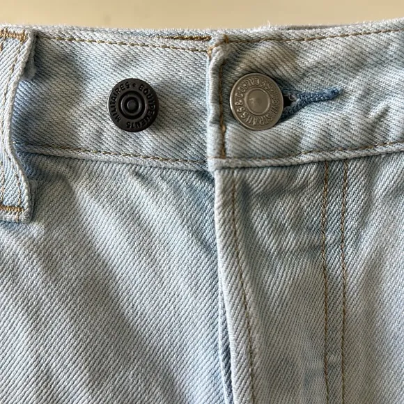 Vintage Levi’s wedgie button fly high rise frayed distressed rigid denim shorts