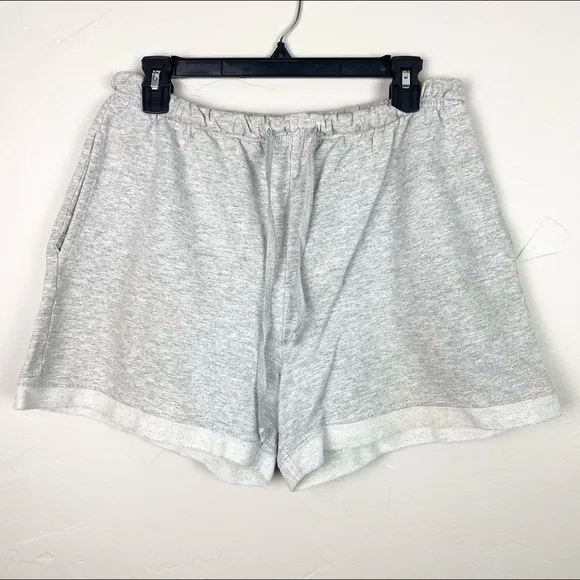 Vintage | Light Gray Lounge Shorts with Elastic Waistband and Tie Waist