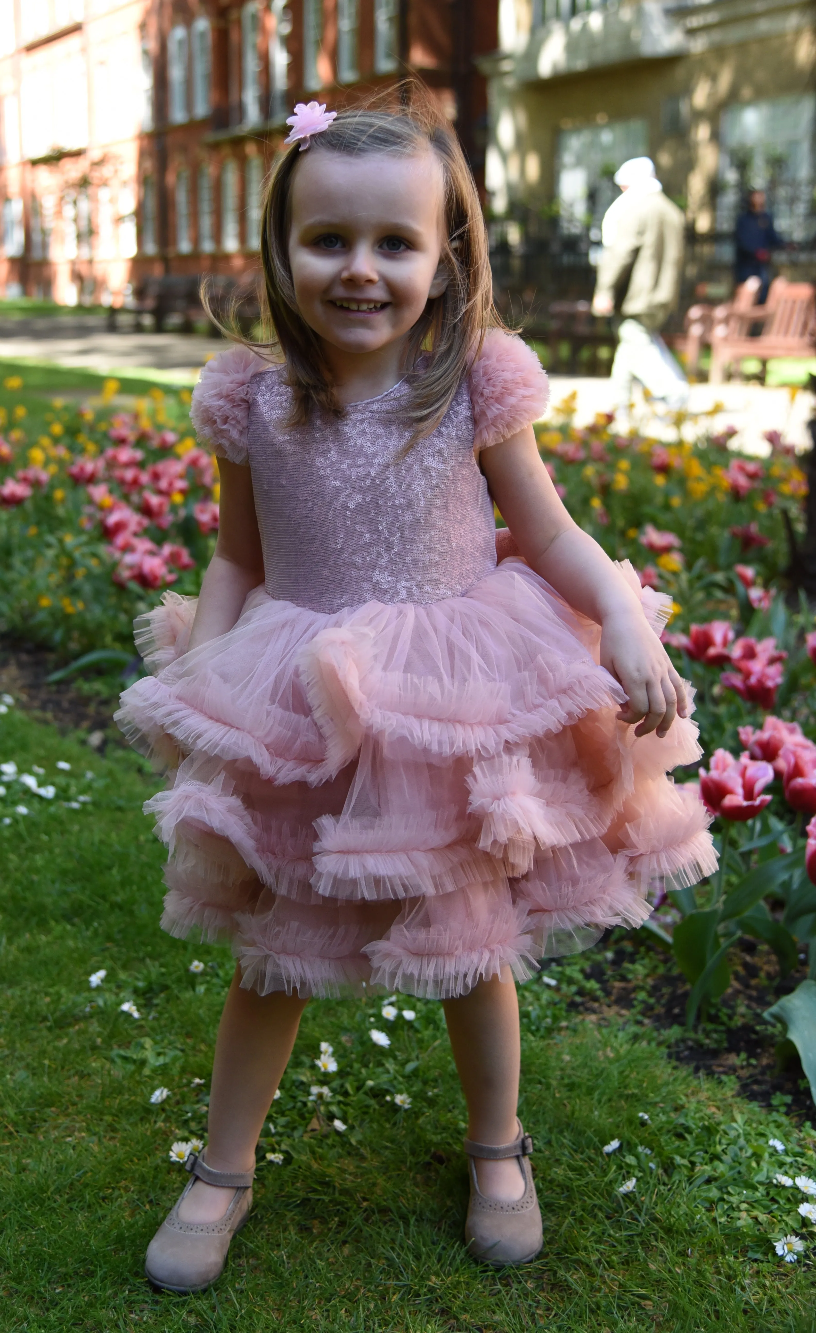 Vintage Pink Layered Tulle Dress