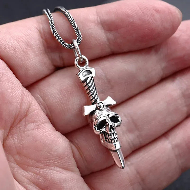 Vintage Punk Rock Skull Sword Pendant