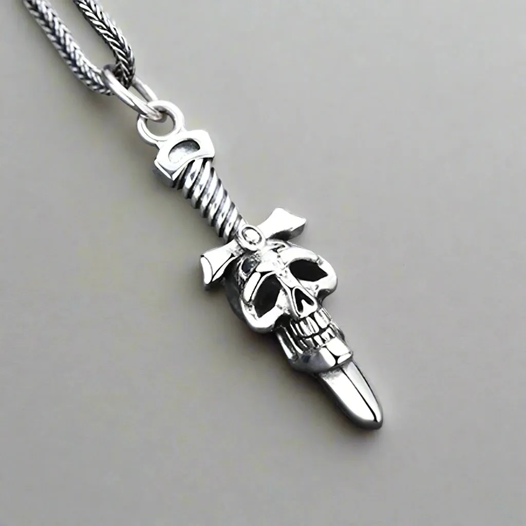 Vintage Punk Rock Skull Sword Pendant