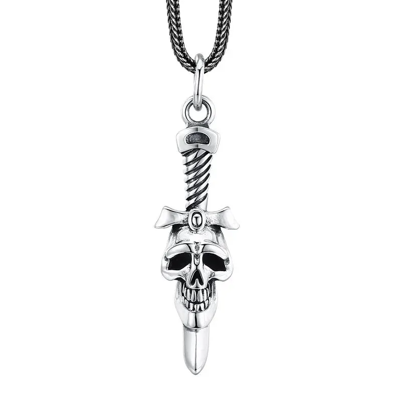Vintage Punk Rock Skull Sword Pendant