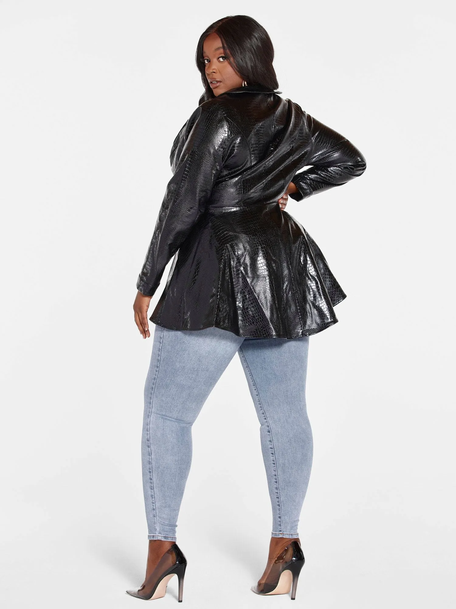 Viper Faux Leather Peplum Jacket - FTF LAB 007: Nzinga Imani