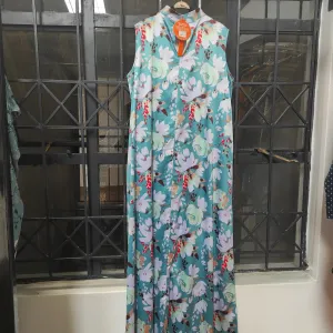 Vivo Thando Mock Neck Maxi Dress - Light Purple / Blue Print