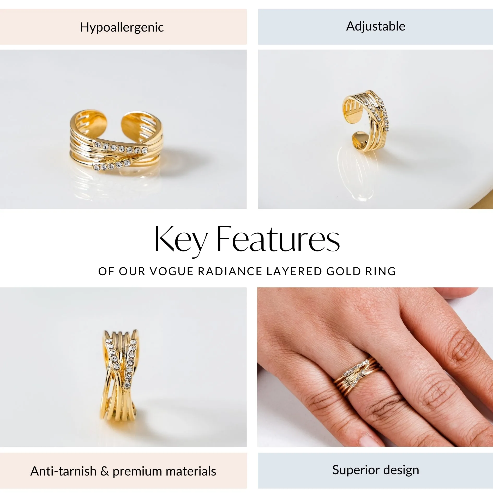 Vogue Radiance Layered Gold Ring