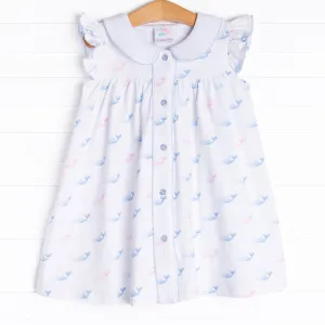 Watercolor Whales Dress, Blue