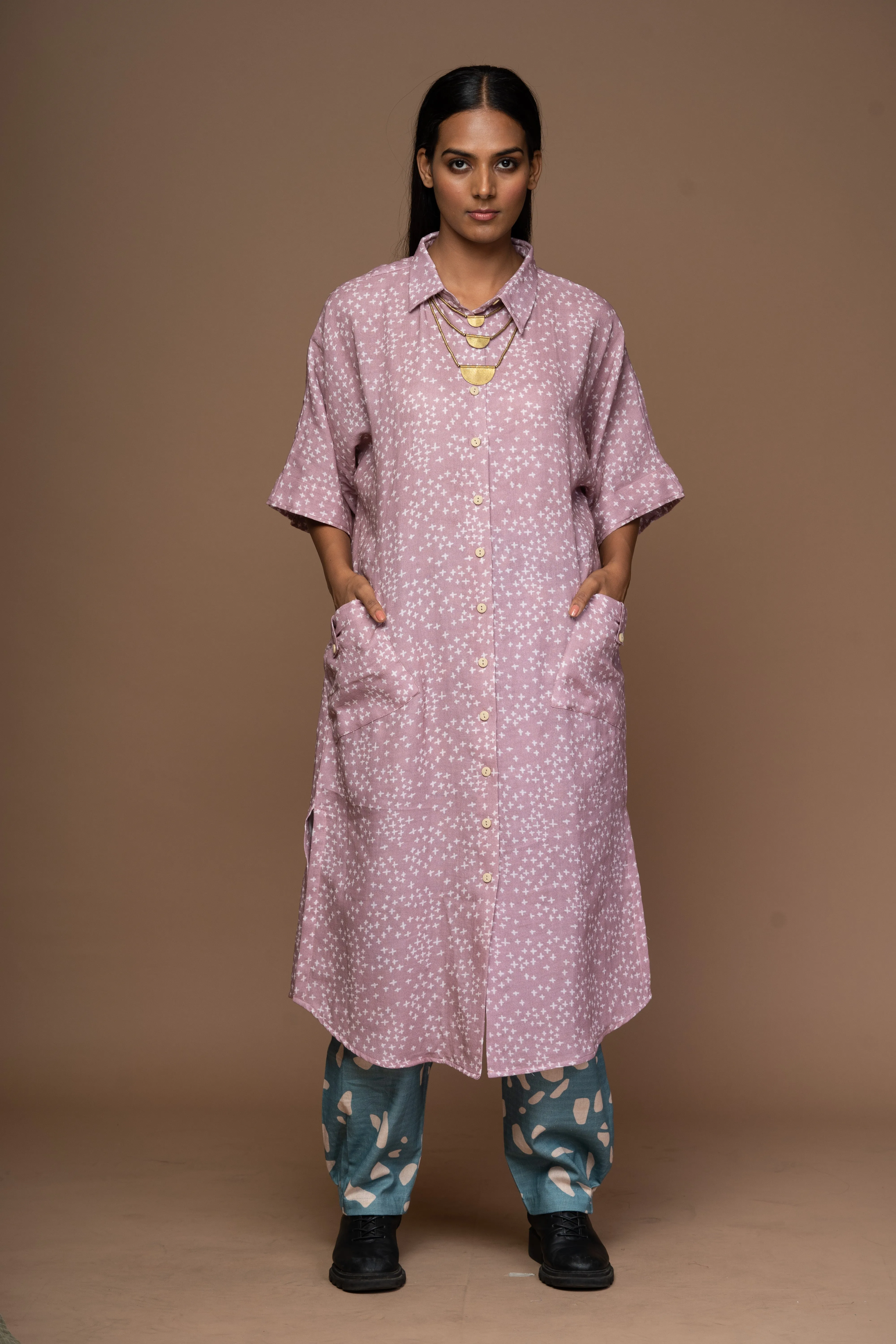 Whisper Pleats Pants in Terrazzo Love Pattern