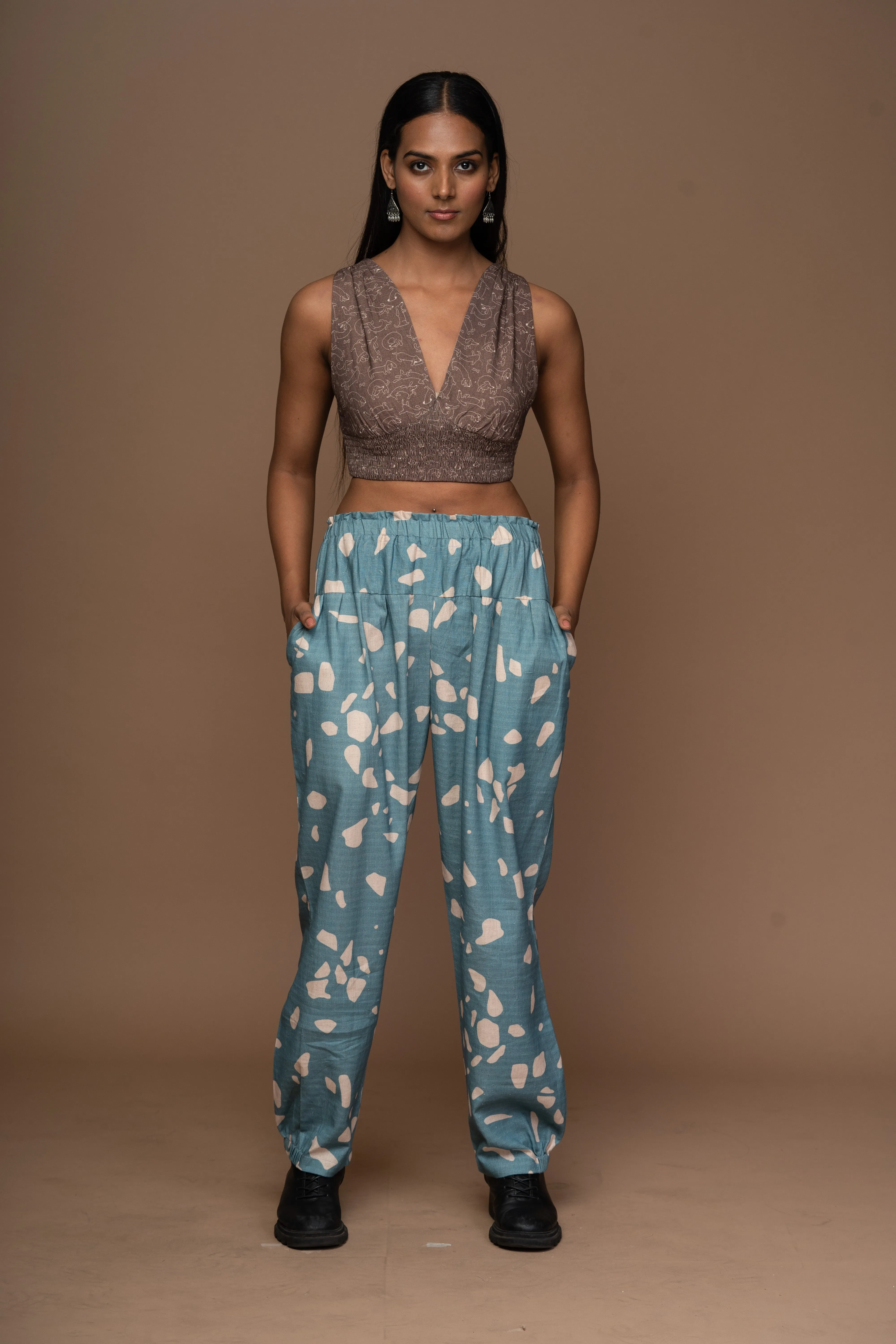 Whisper Pleats Pants in Terrazzo Love Pattern