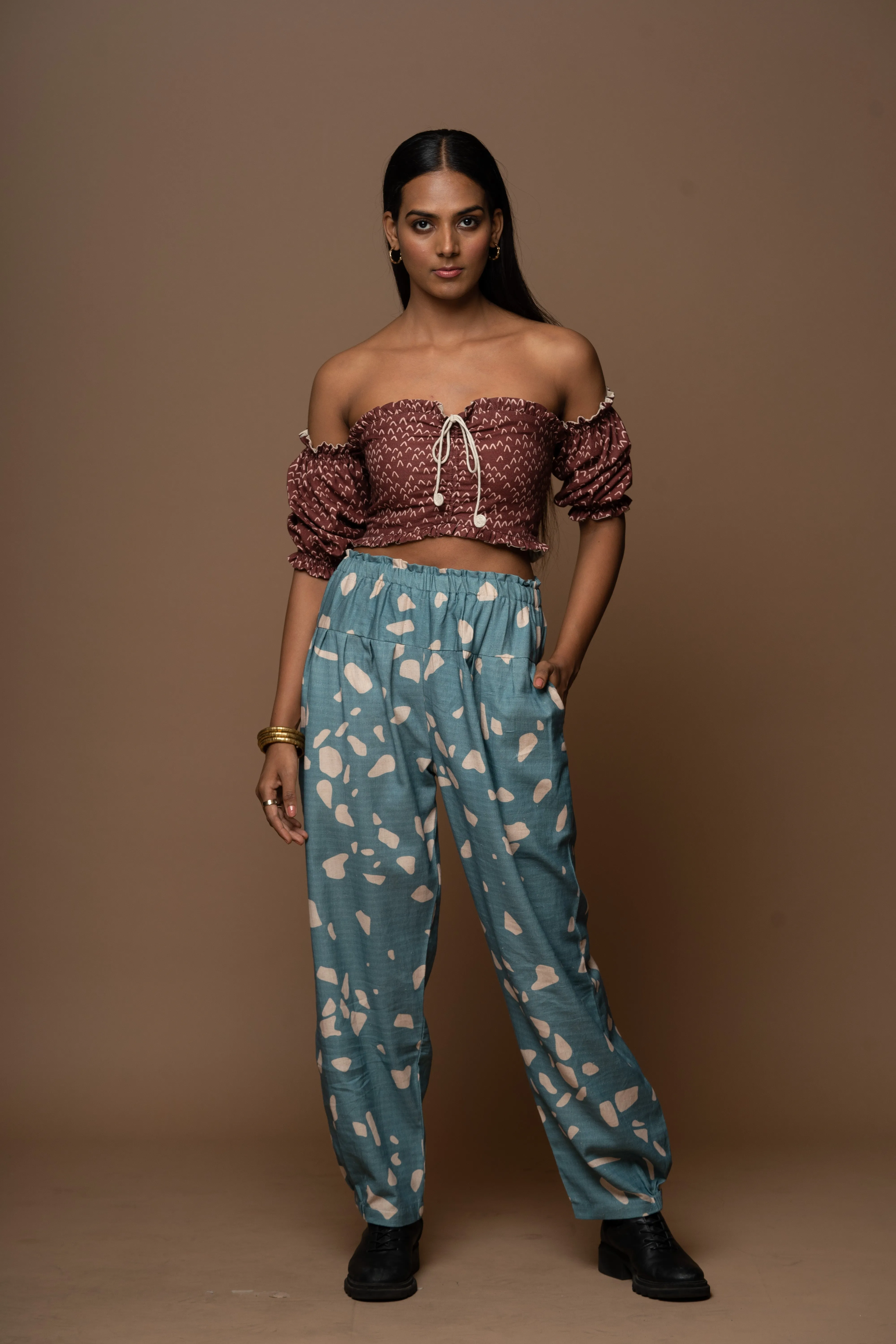 Whisper Pleats Pants in Terrazzo Love Pattern