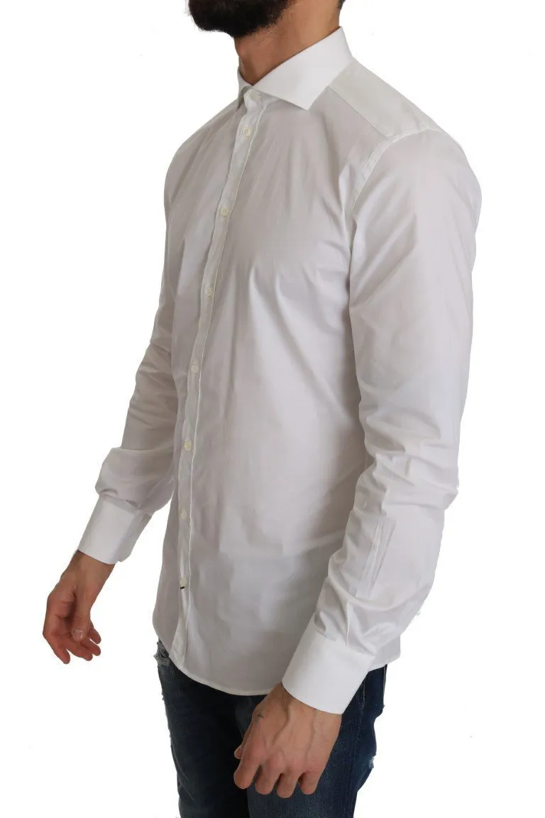 White Cotton GOLD Stretch Slim Shirt