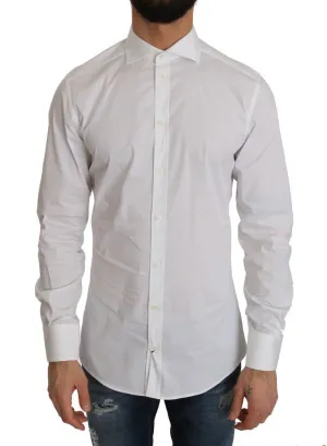 White Cotton GOLD Stretch Slim Shirt