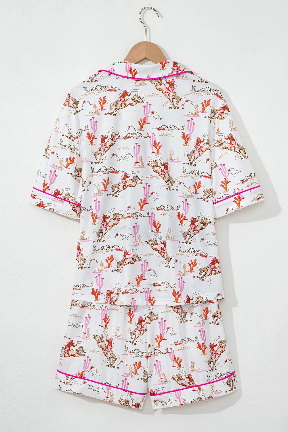 White Cowgirl Country Print Pajamas Set
