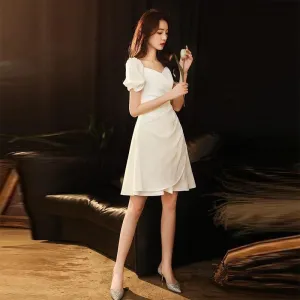 White Dresses Small Dresses Women's Skirts Can Usually Wear Ladies' French Light Luxury Dresses Short Banquet Temperament