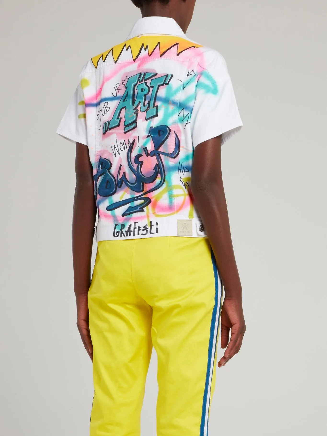 White Graffiti Print Jacket