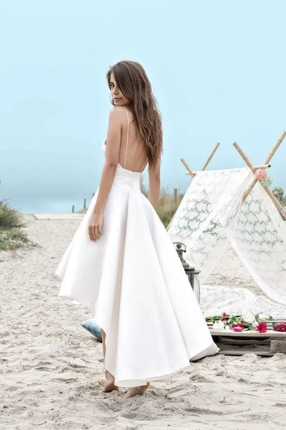 White High Low Simple Cheap Homecoming Dresses Online, BDY0335