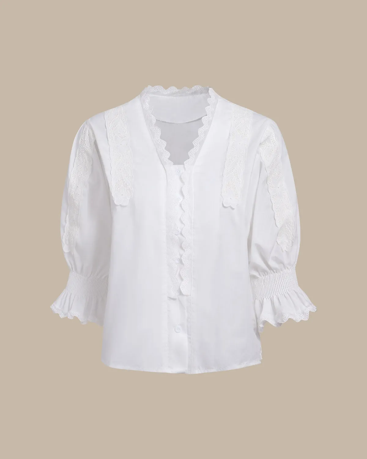 White Ruffle Poet Sleeve Shirt