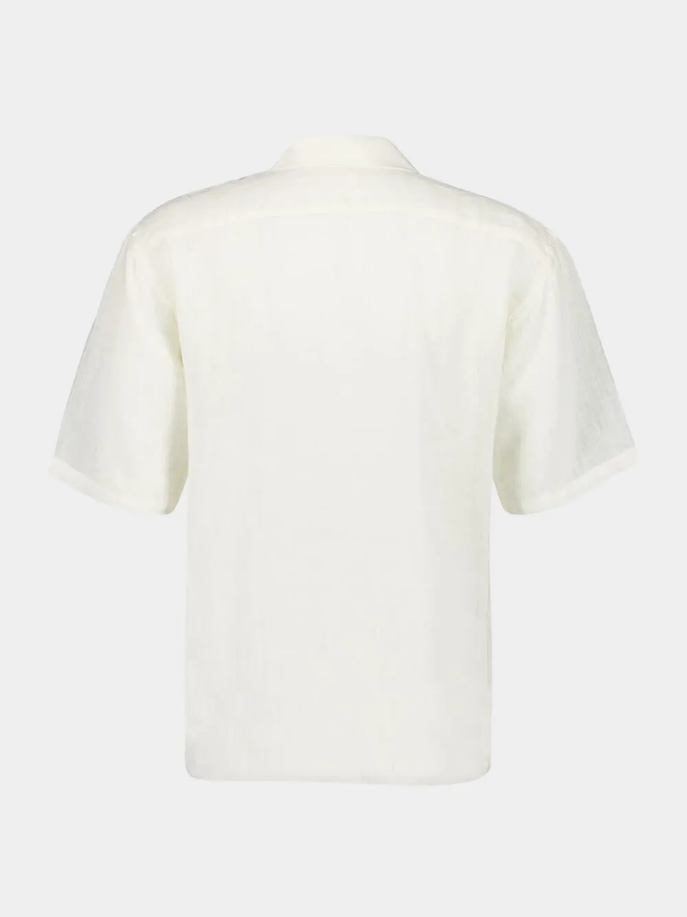 White Short-Sleeve Relaxed Fit Linen Shirt