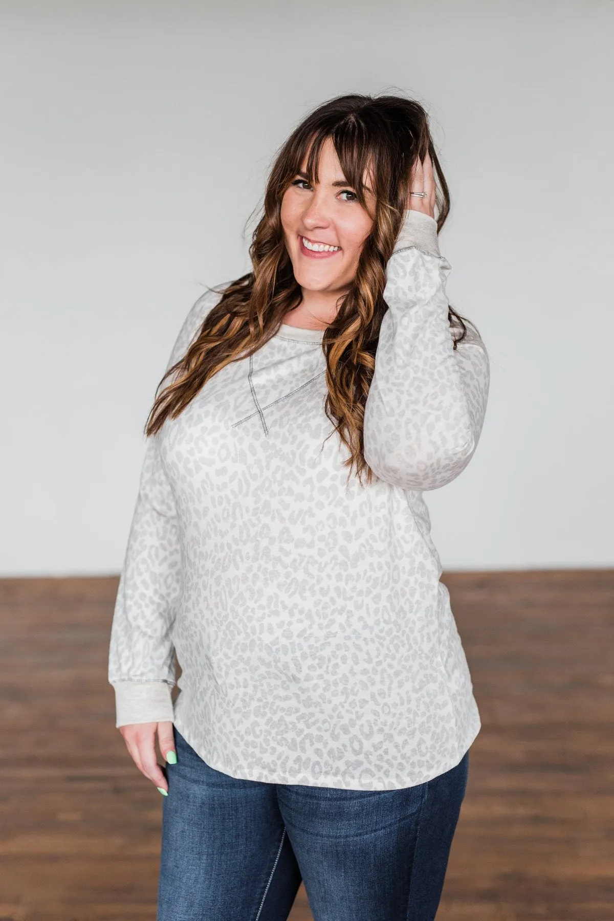 Wild Love Long Sleeve Leopard Top- Ivory