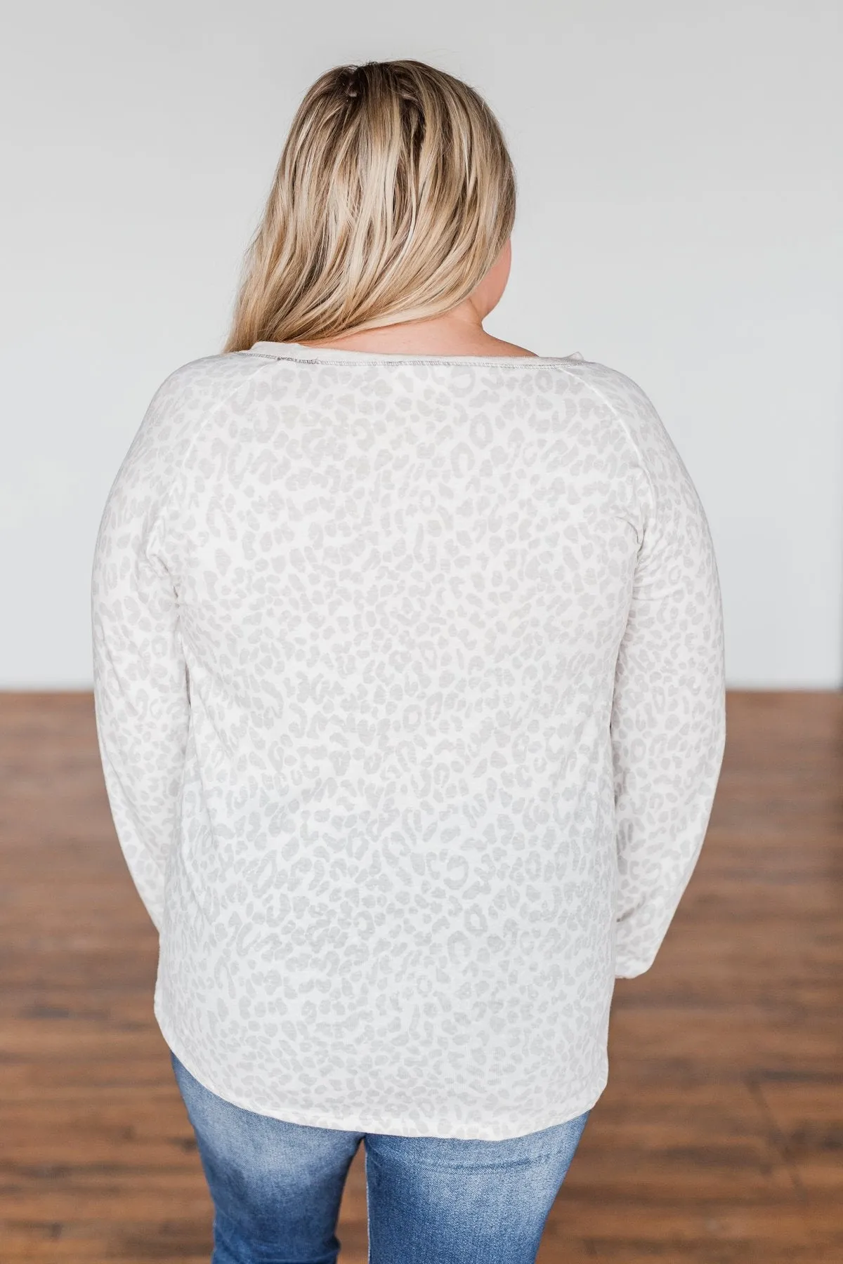 Wild Love Long Sleeve Leopard Top- Ivory