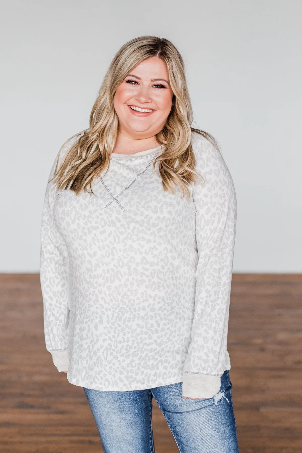 Wild Love Long Sleeve Leopard Top- Ivory