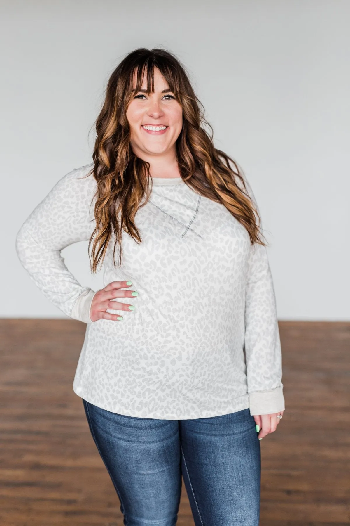 Wild Love Long Sleeve Leopard Top- Ivory