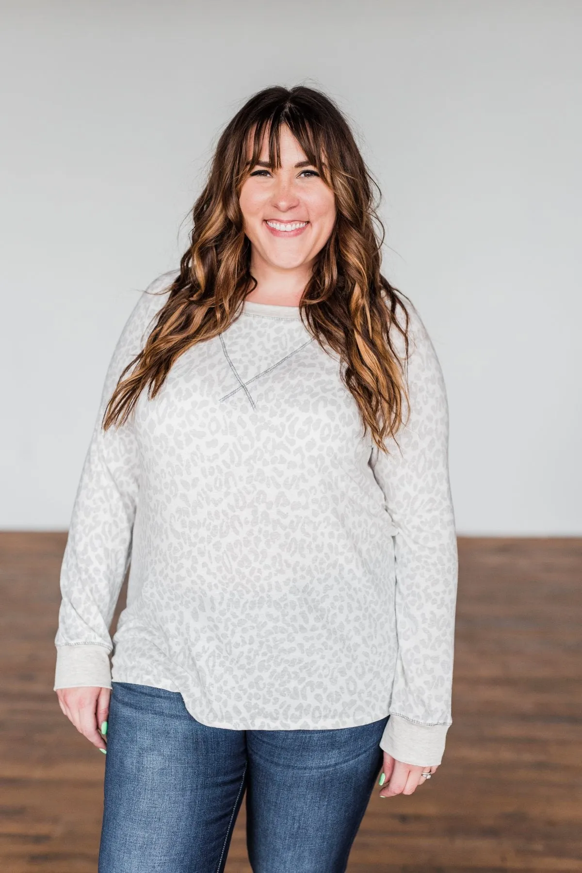 Wild Love Long Sleeve Leopard Top- Ivory