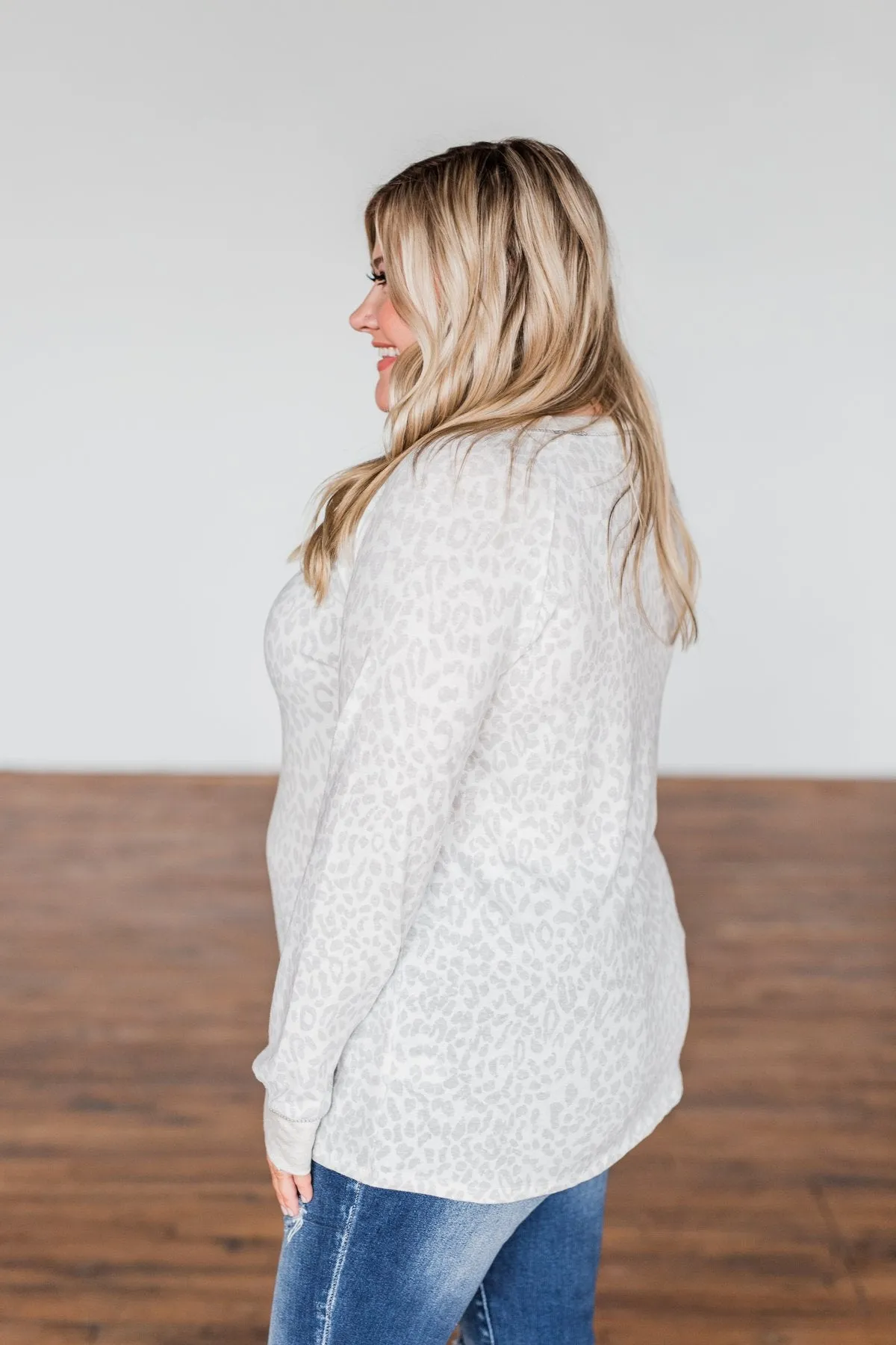 Wild Love Long Sleeve Leopard Top- Ivory