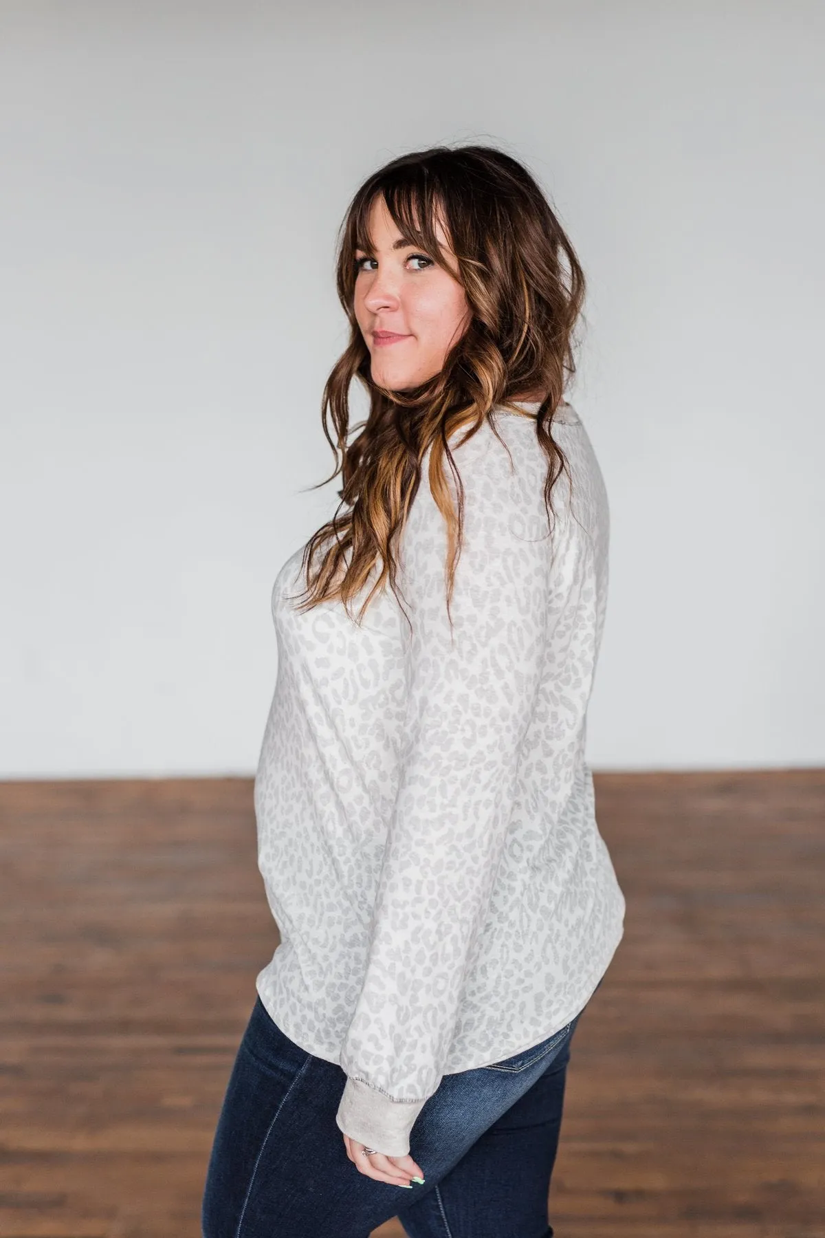 Wild Love Long Sleeve Leopard Top- Ivory