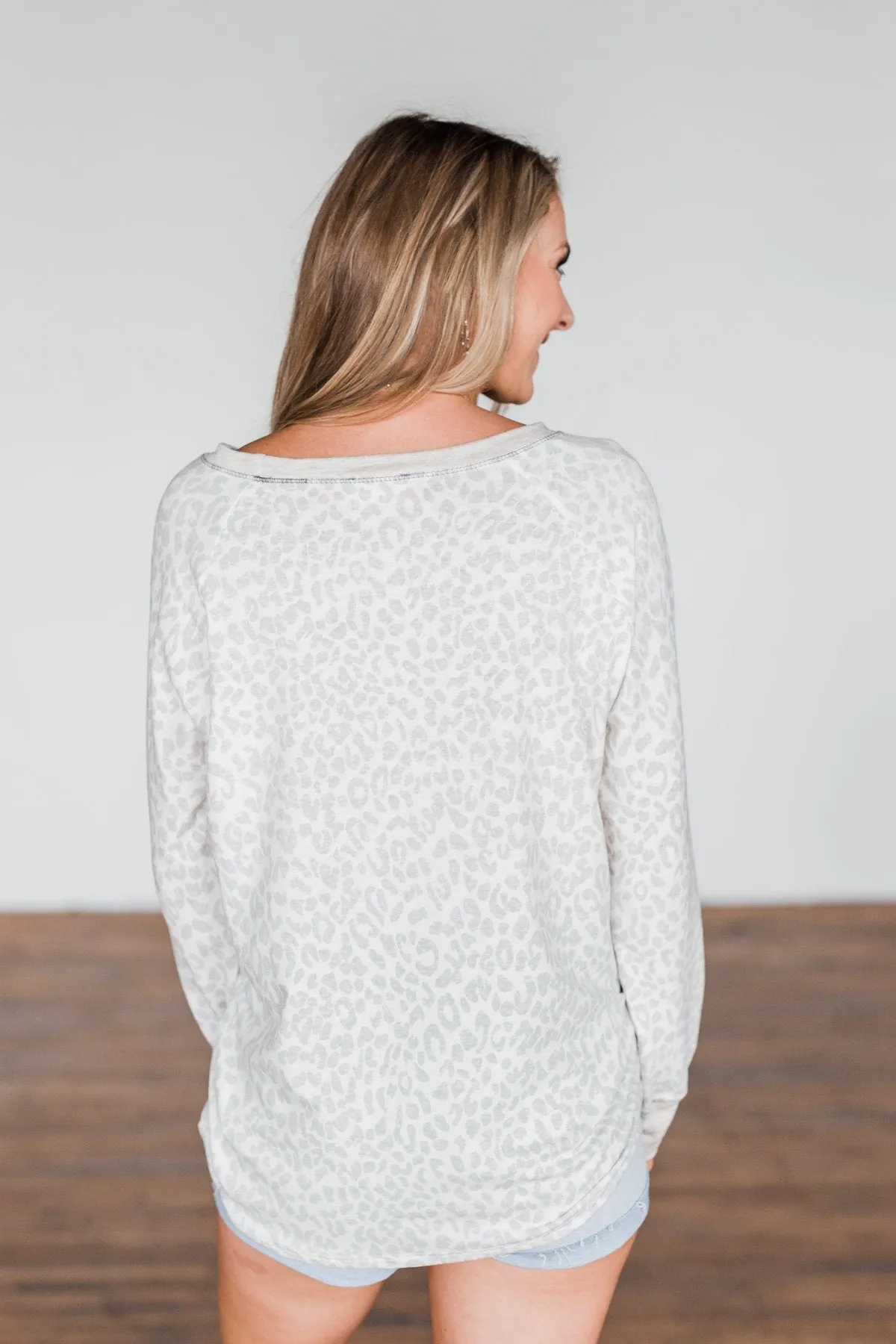 Wild Love Long Sleeve Leopard Top- Ivory