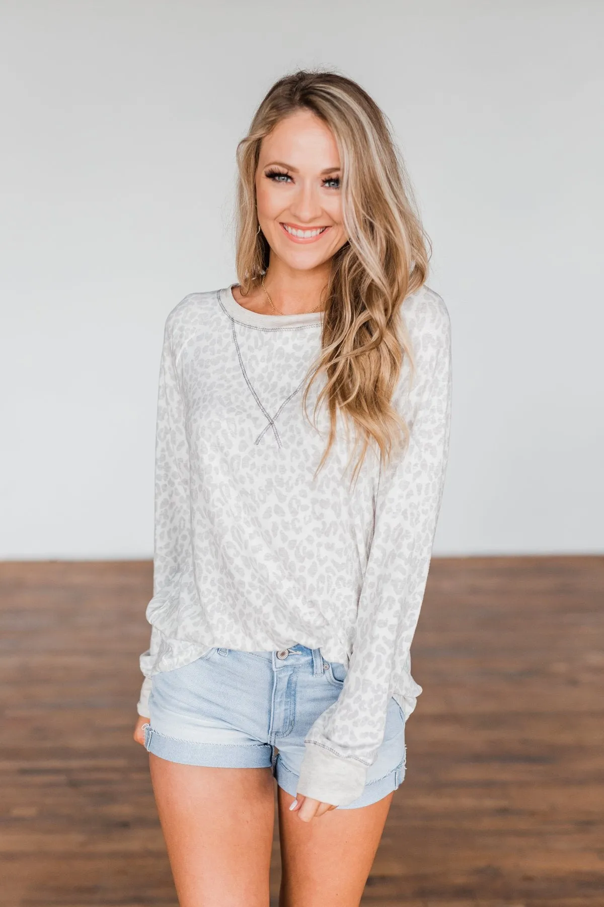 Wild Love Long Sleeve Leopard Top- Ivory