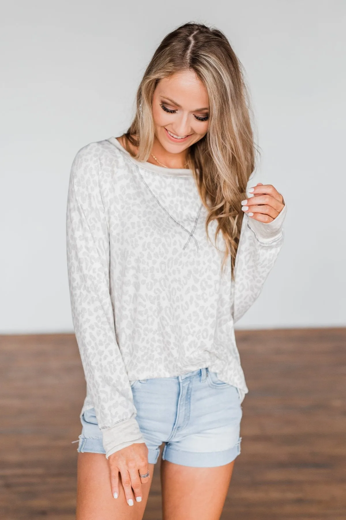 Wild Love Long Sleeve Leopard Top- Ivory