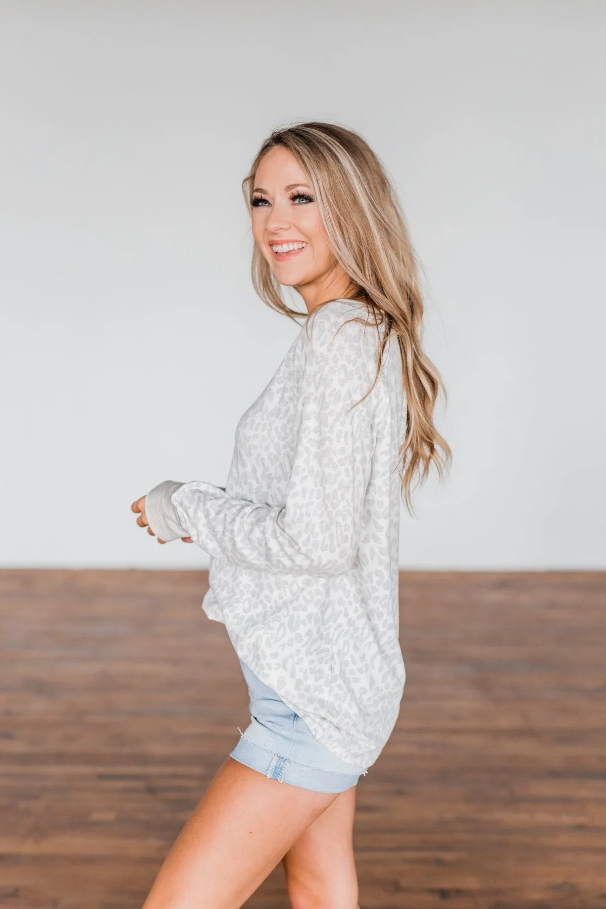 Wild Love Long Sleeve Leopard Top- Ivory