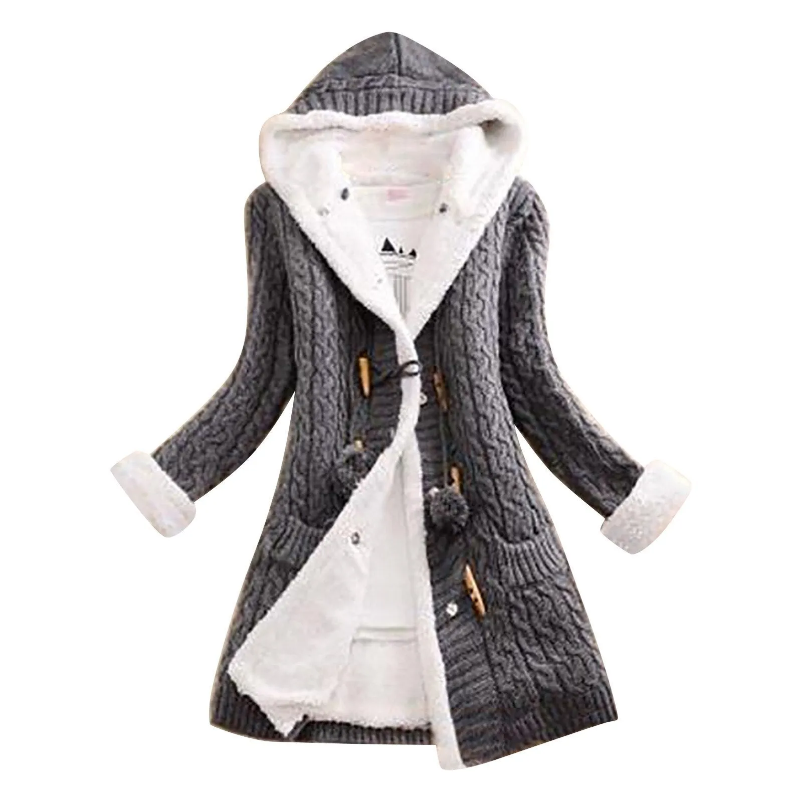 Winter coat - hooded coat sherpa lined