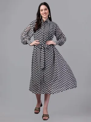 Women western wear black and white Maxi Dress