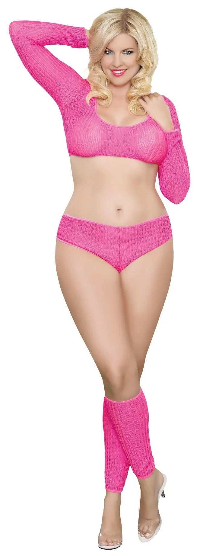 Women's Booty Short Crop Top and Leg Warmer Set